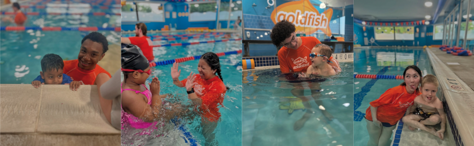 Goldfish Swim School builds swimming skills, confidence, and water safety through in and out of the pool!